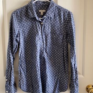 J Crew Chambray Dot Button up Shirt